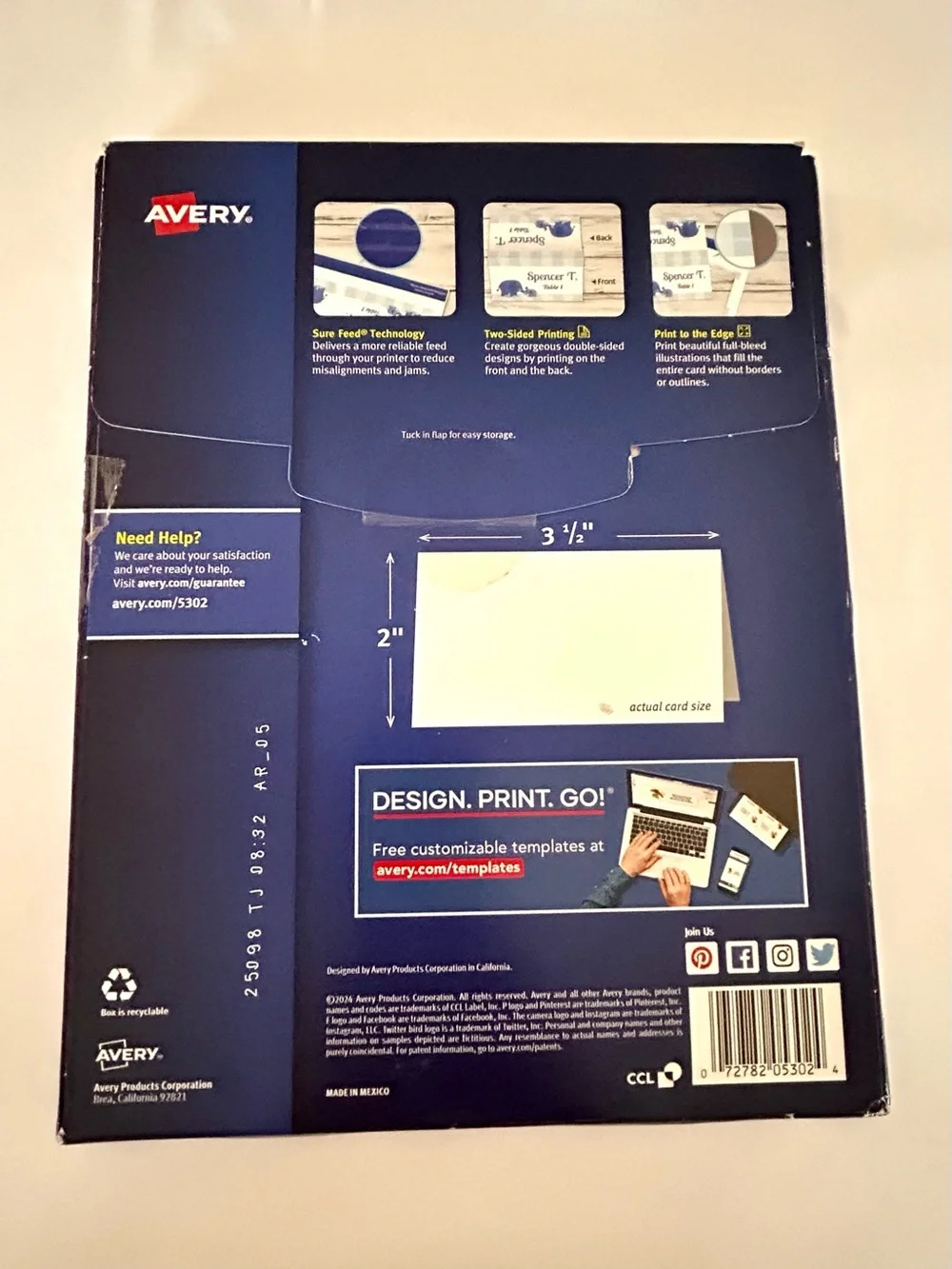 Avery Matte White Tent Card Pack 160